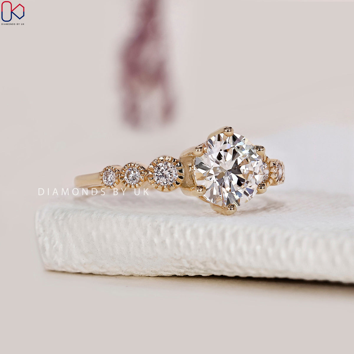 Bezel Milgrain Set Round Diamond Engagement Ring