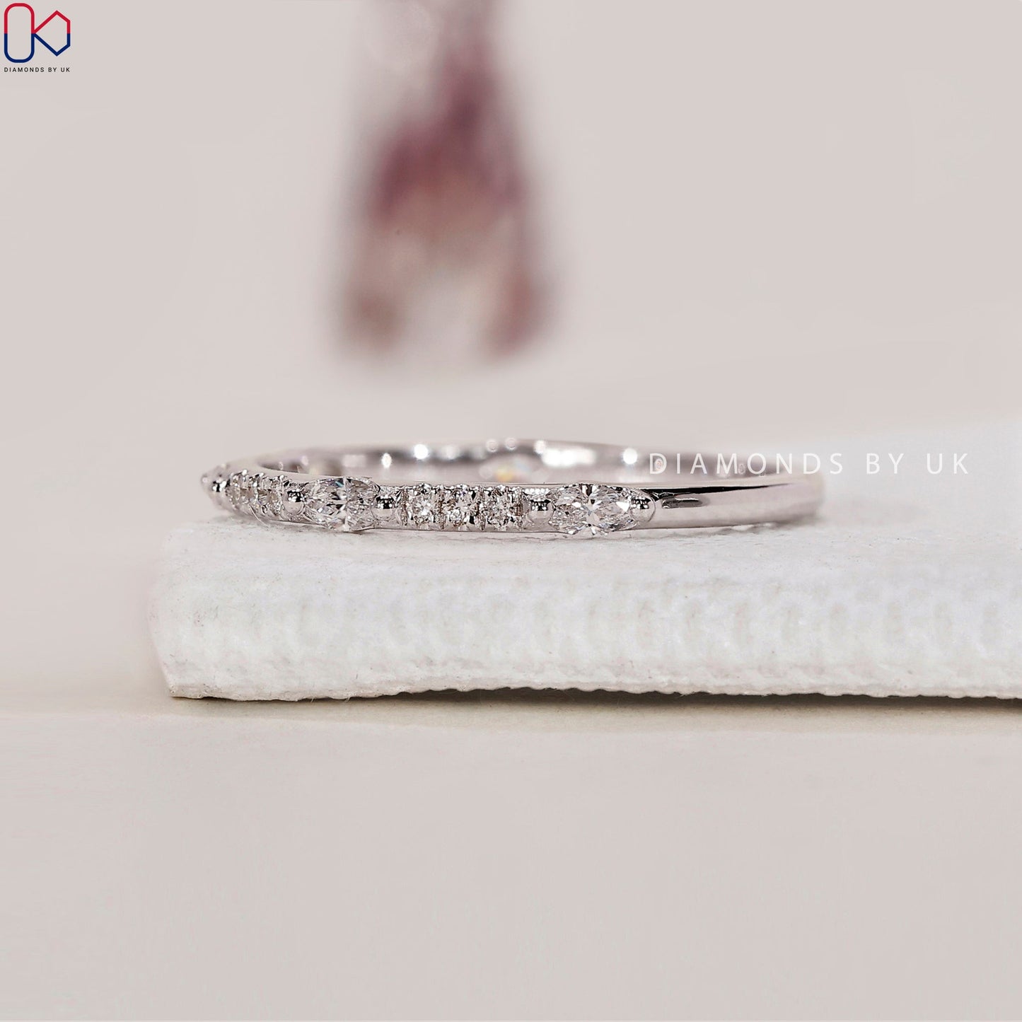 Half Eternity Wedding Band In White Gold