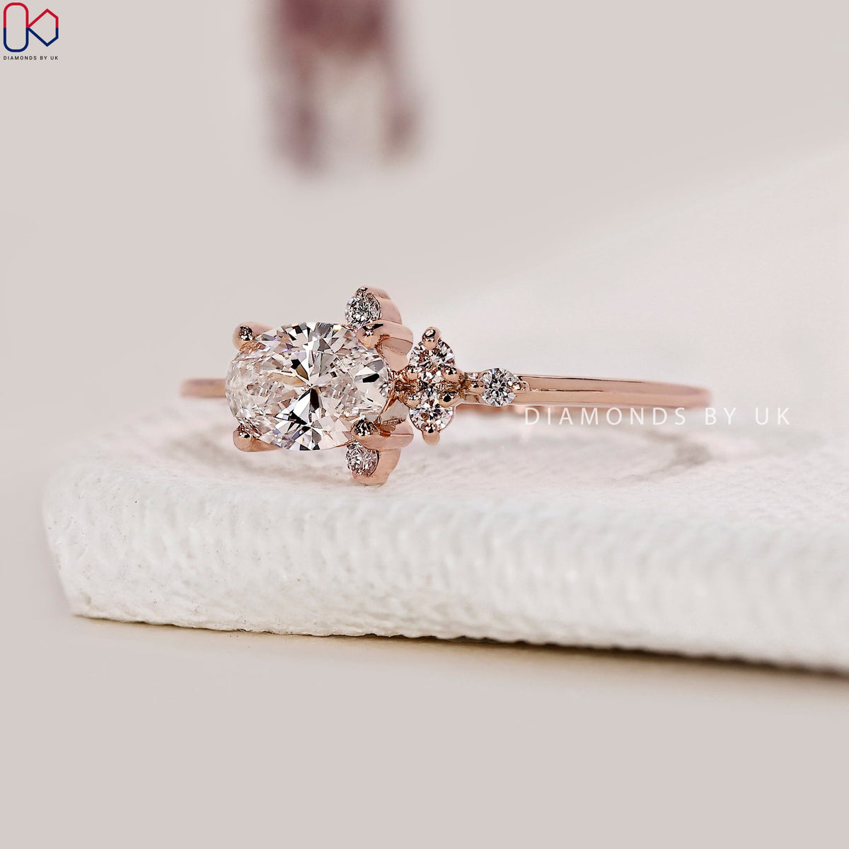 Oval Diamond East West Engagement Ring