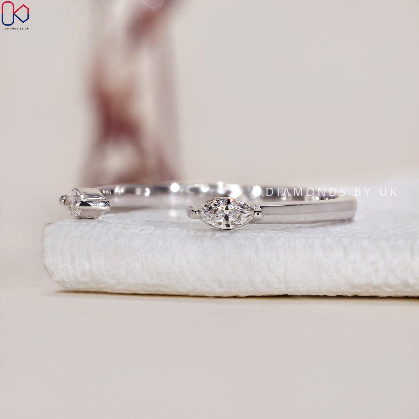 Open Wedding Band – Marquise Diamonds