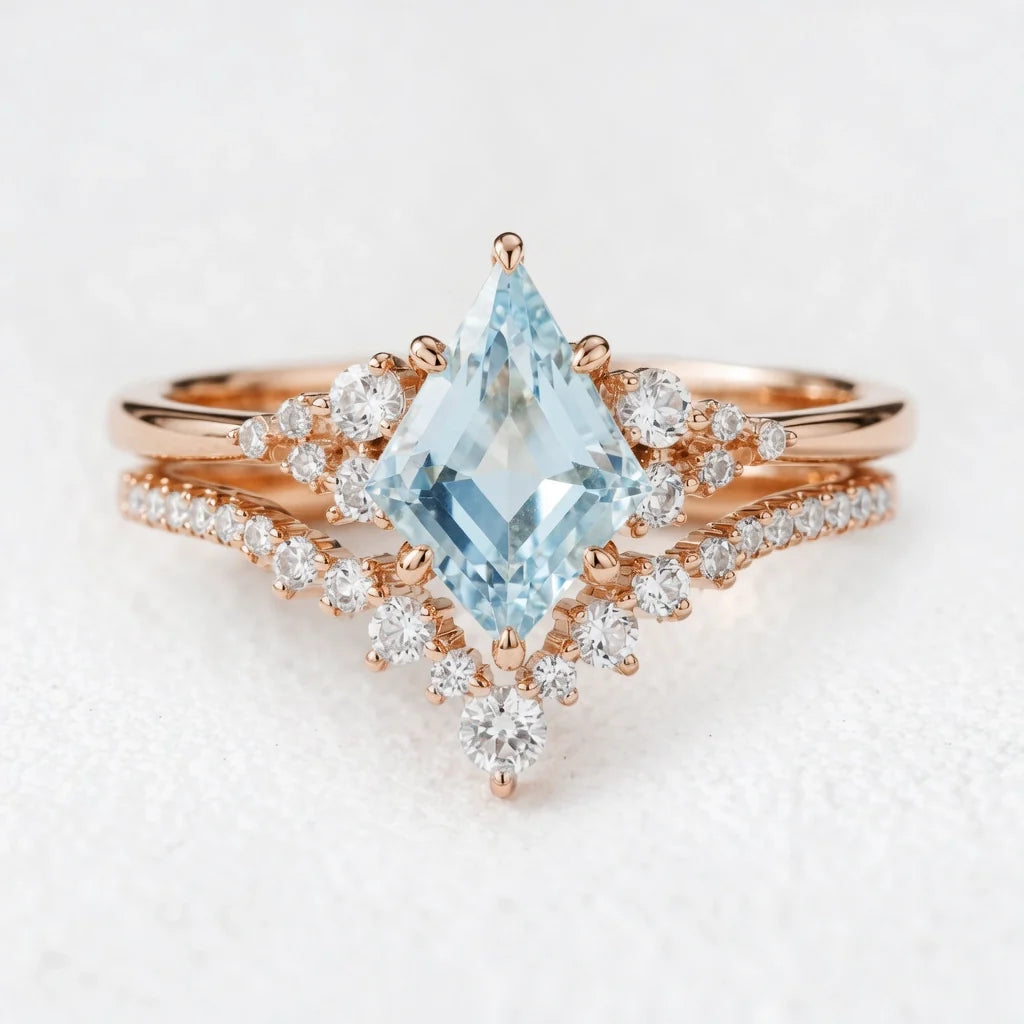 Celia’s Tide | Kite Cut Blue Aquamarine Bridal Set 2pcs