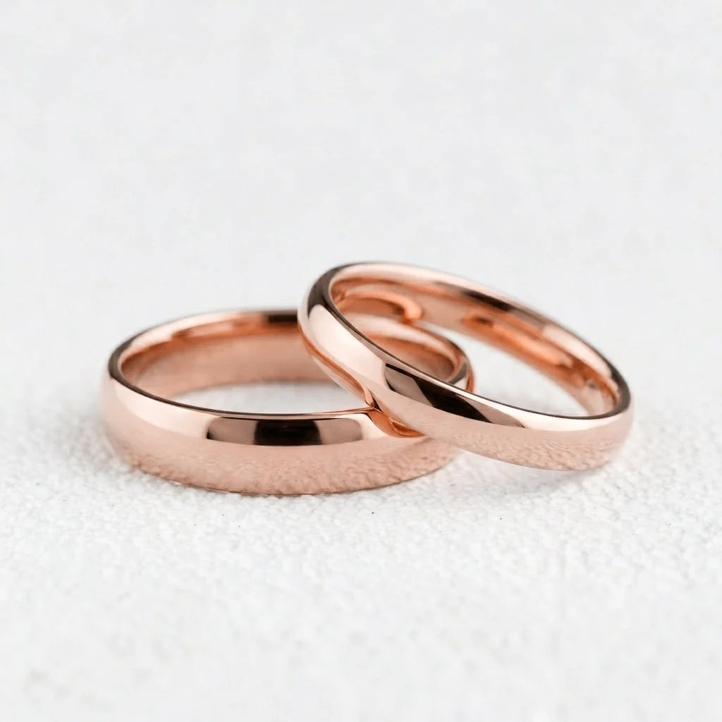 The Mirrored Pair – Polished Arc Wedding Bands in Solid Gold