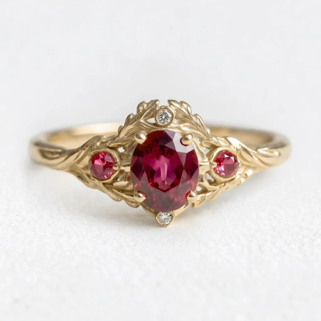 Rosalind’s Vine | Oval Ruby Vintage Engagement Ring