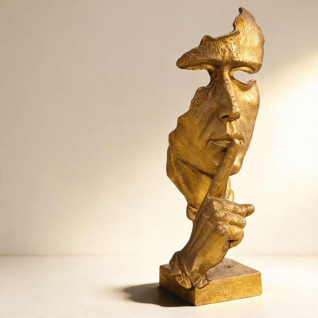 THE SILENCE | Abstract Bronze Face Sculpture