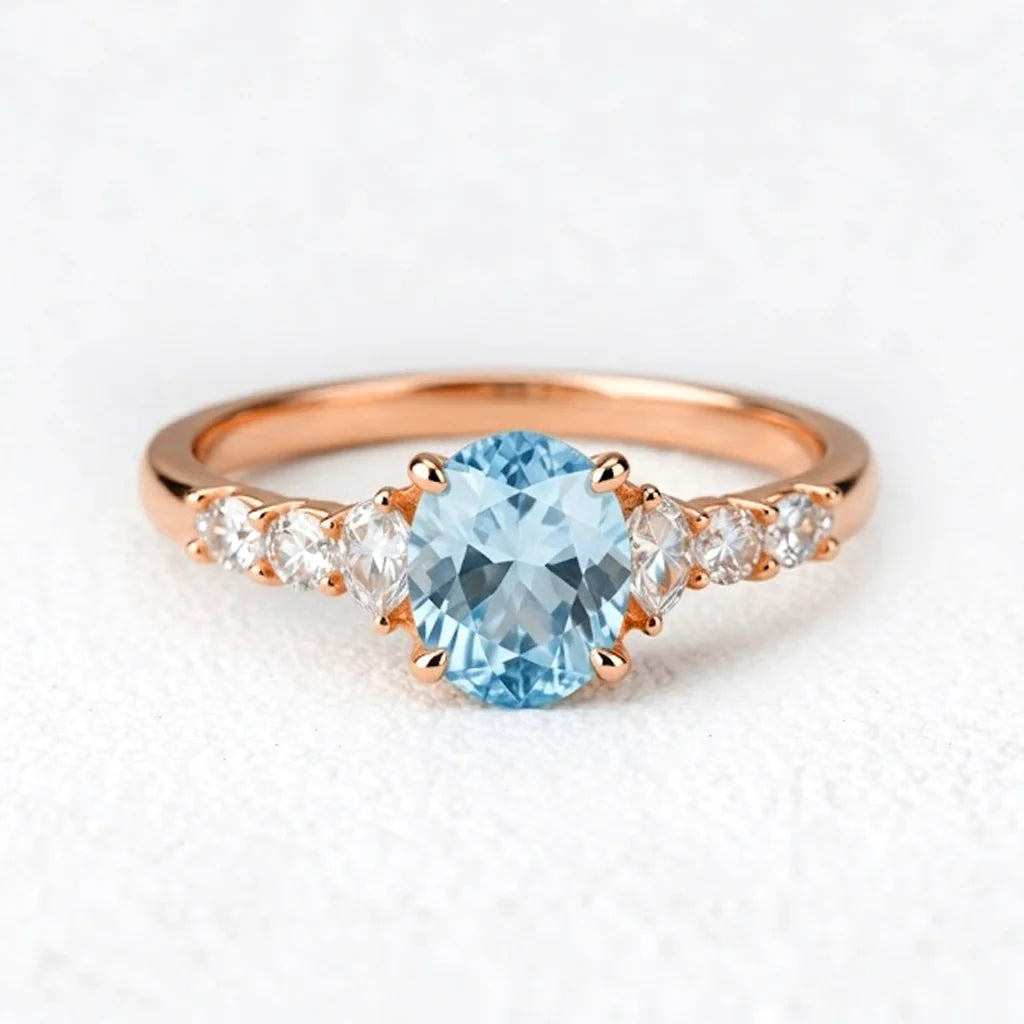 Celia’s Aqua | Oval Sea Blue Sapphire Engagement Ring