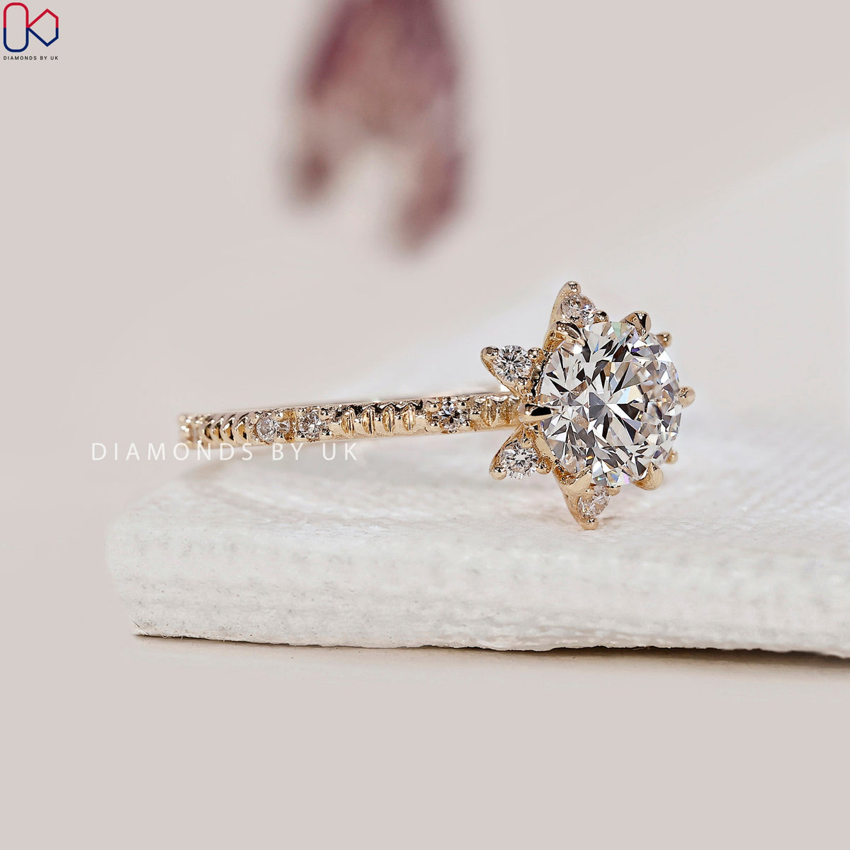 Round Diamond Cluster Engagement Ring