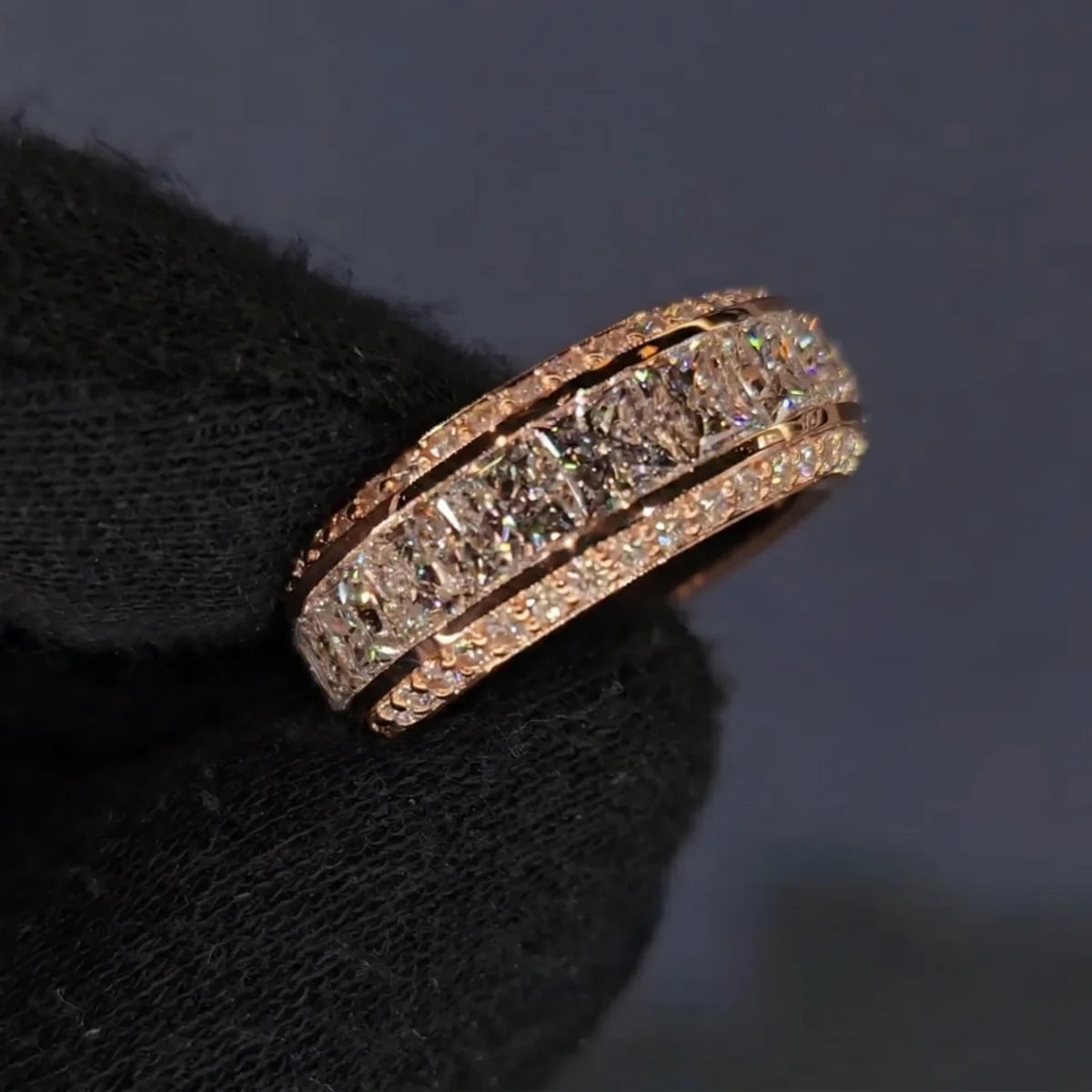 Bold Multi-Row Princess Cut Anniversary Band