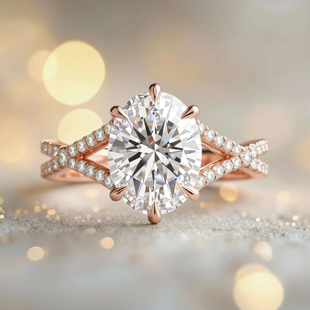 Arabella's Arc | Oval Moissanite Split-Shank Ring