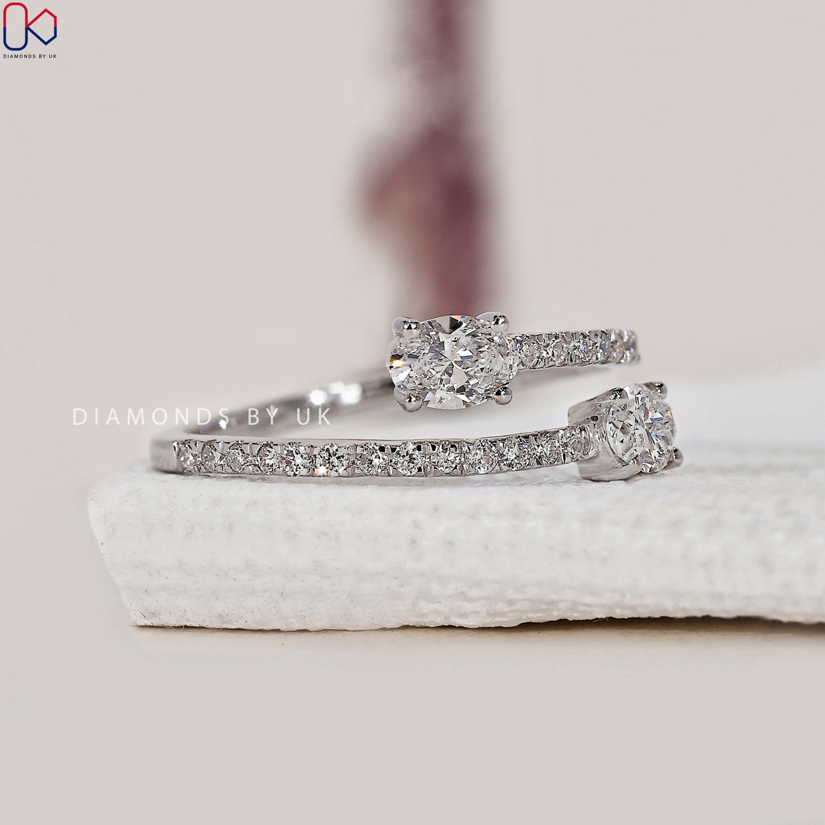 Oval Diamond Ring In Bypass Setting