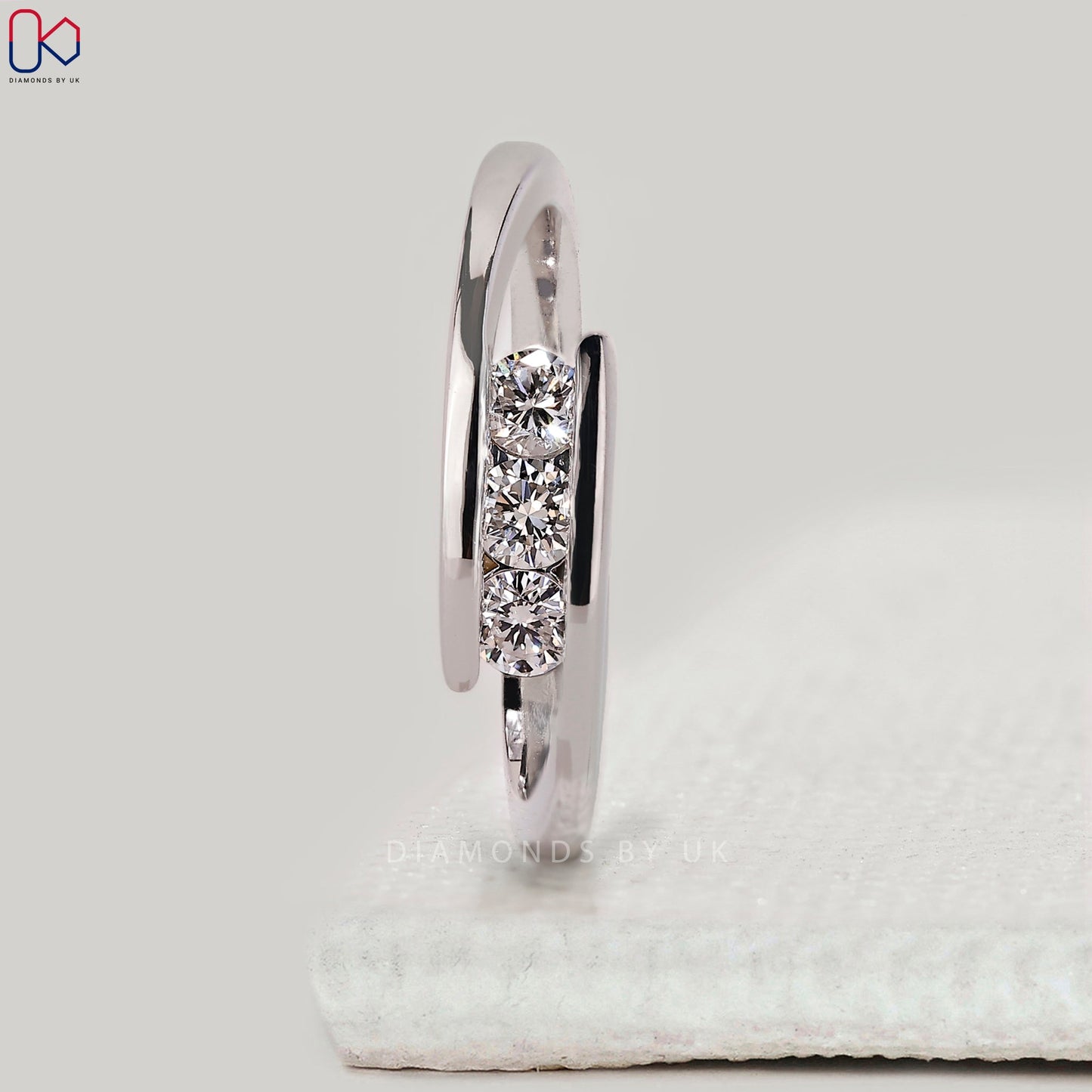 White Gold Bypass Round Cut Wedding Band