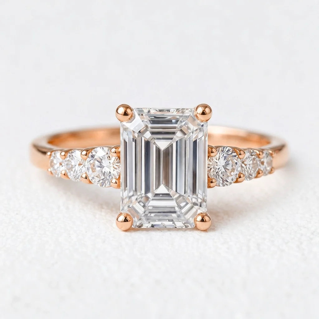 Lyra’s Prism | 3CT Emerald Cut Diamond Engagement Ring