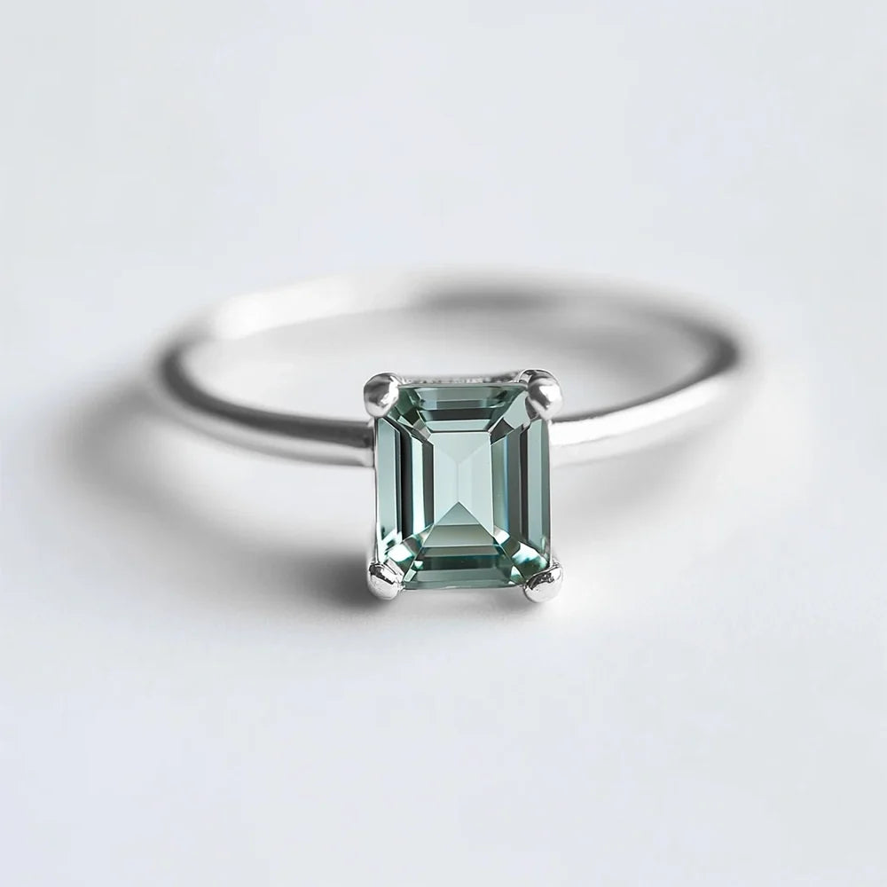 Gaia’s Solace | Emerald Cut Green Tourmaline Solitaire Engagement Ring