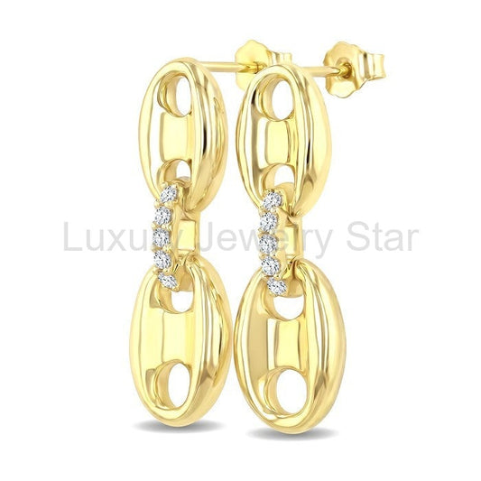 Aeris Gold Mariner Link Diamond Fashion Earrings - image 2