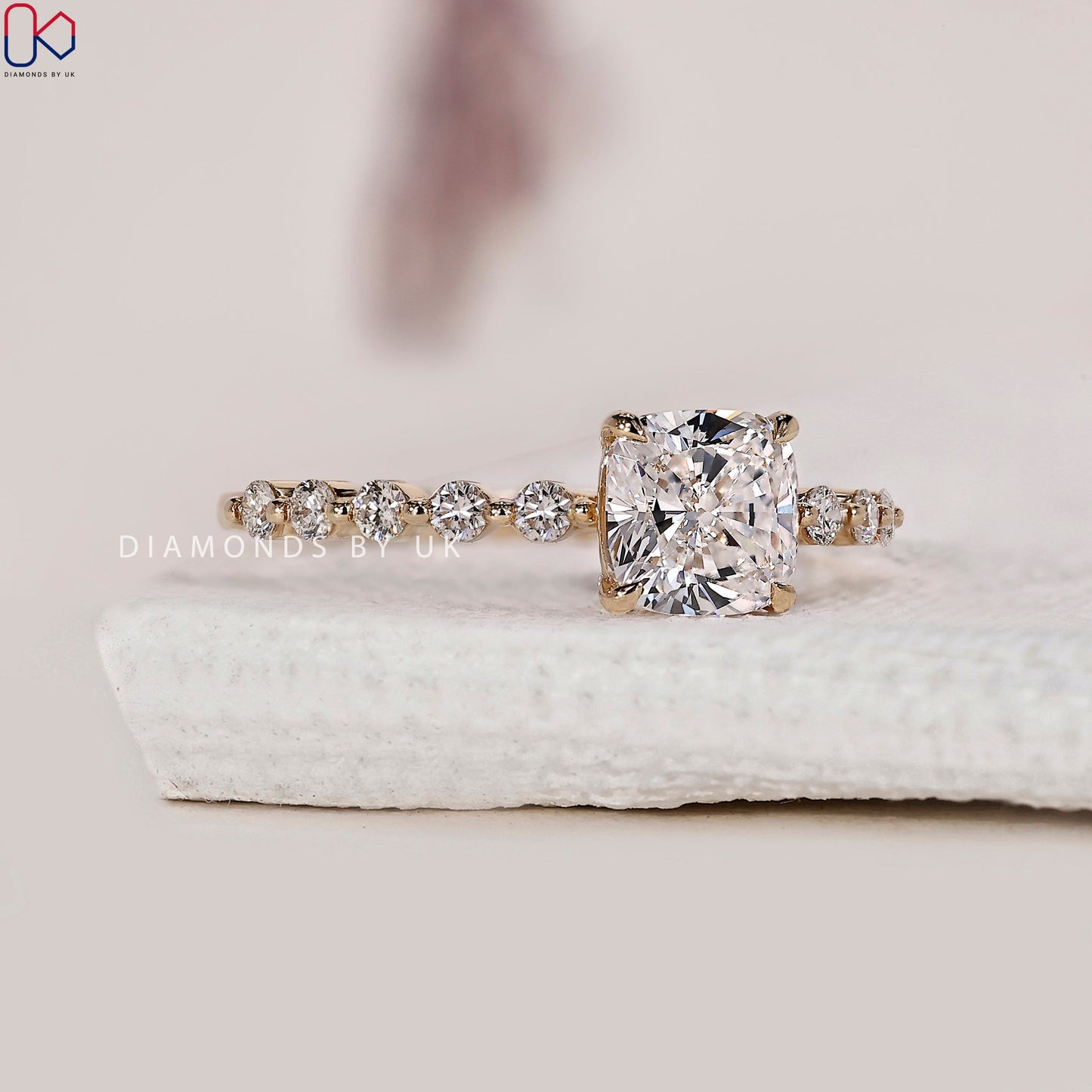 Yellow Gold Cushion Cut Engagement Ring