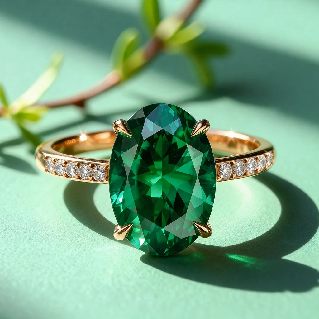 Thalia’s Verdure | 2CT Oval Green Sapphire Engagement Ring