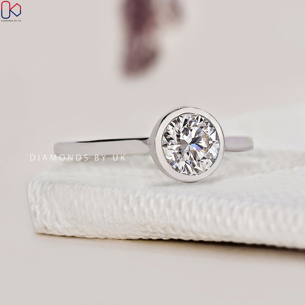 Round Diamond Bezel Set Engagement Ring