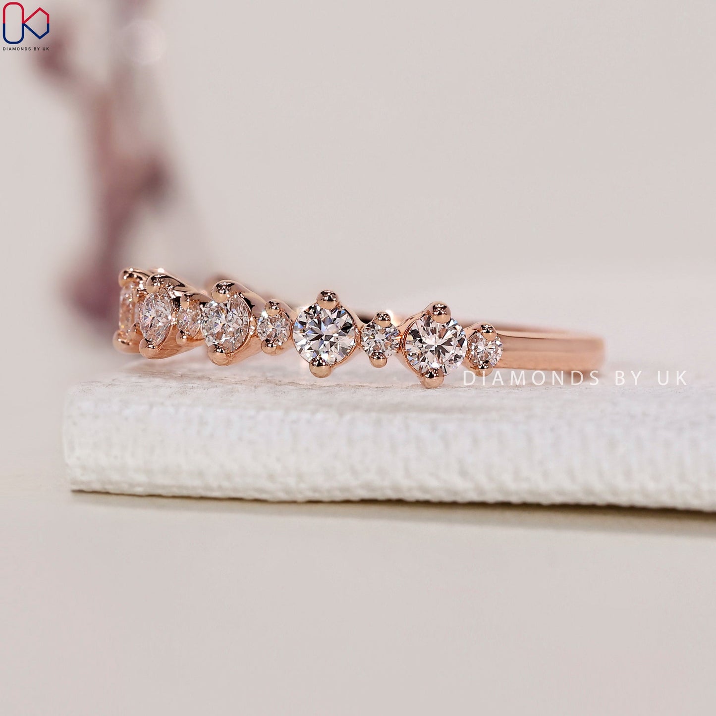 Rose Gold Wedding Band - Half Eternity