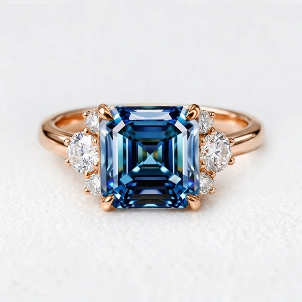 Alexandra’s Brilliance | Asscher Cut Blue Sapphire Engagement Ring