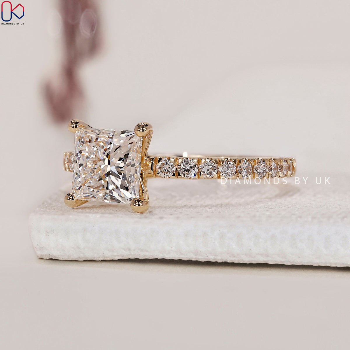 Princess Cut Engagement Ring - Pave Style