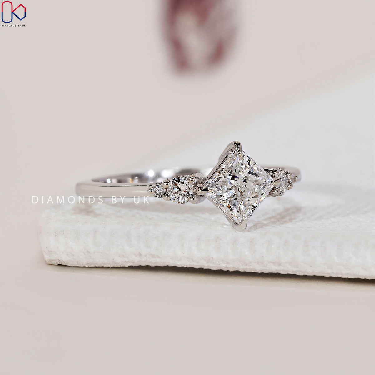 White Gold Princess Cut Engagement Ring