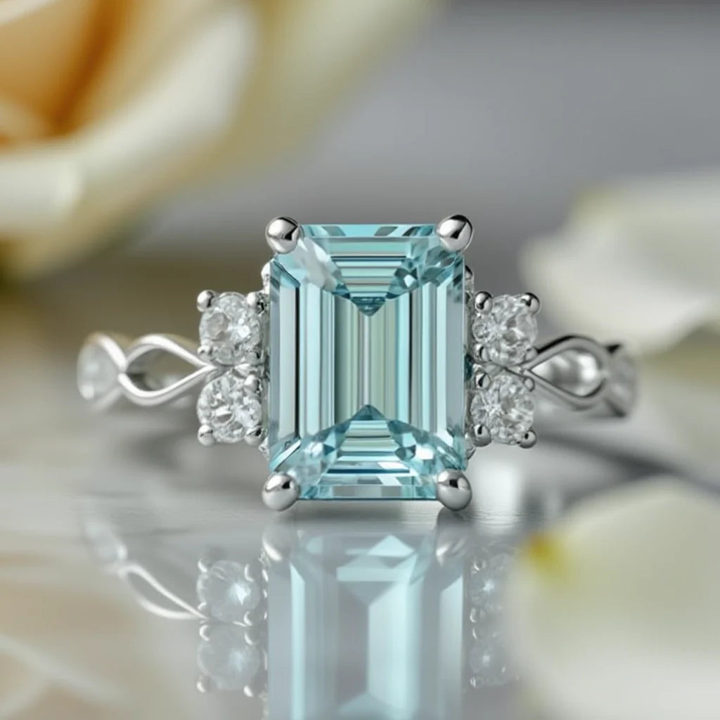 Elara‘s Luminance | 1CT Emerald Cut Diamond Engagement Ring