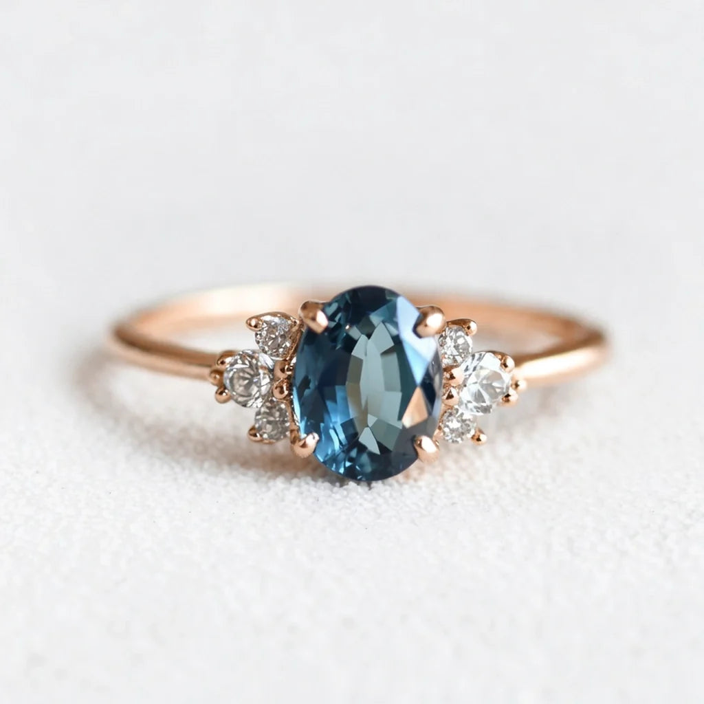 Celestine’s Eternity | Oval Blue Sapphire Eternity Engagement Ring