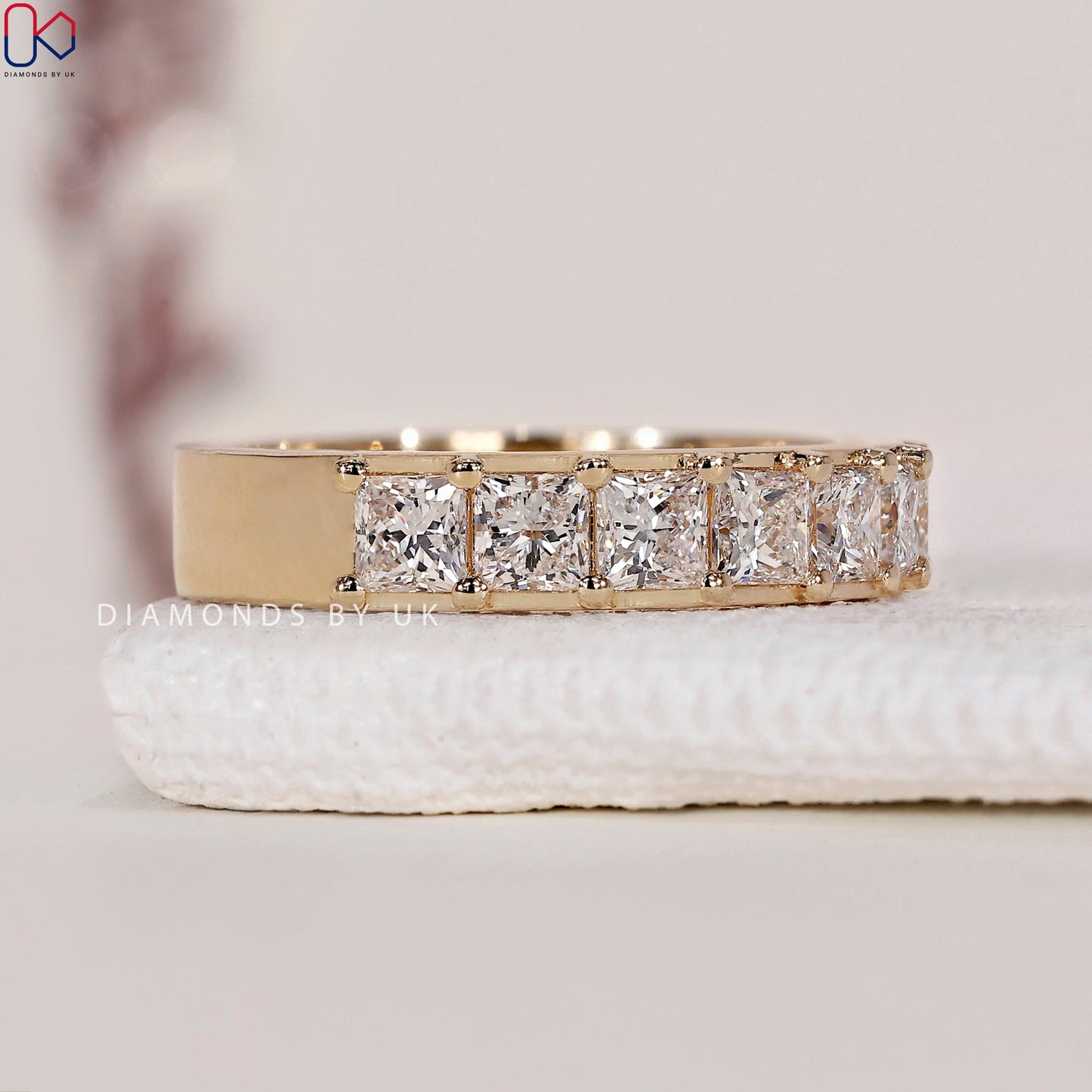 Princess Cut Eternity Band – Half Eternity Style