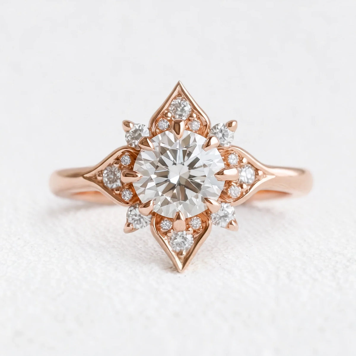 Astra’s Luminara | 1CT Round Cut Diamond Halo Engagement Ring
