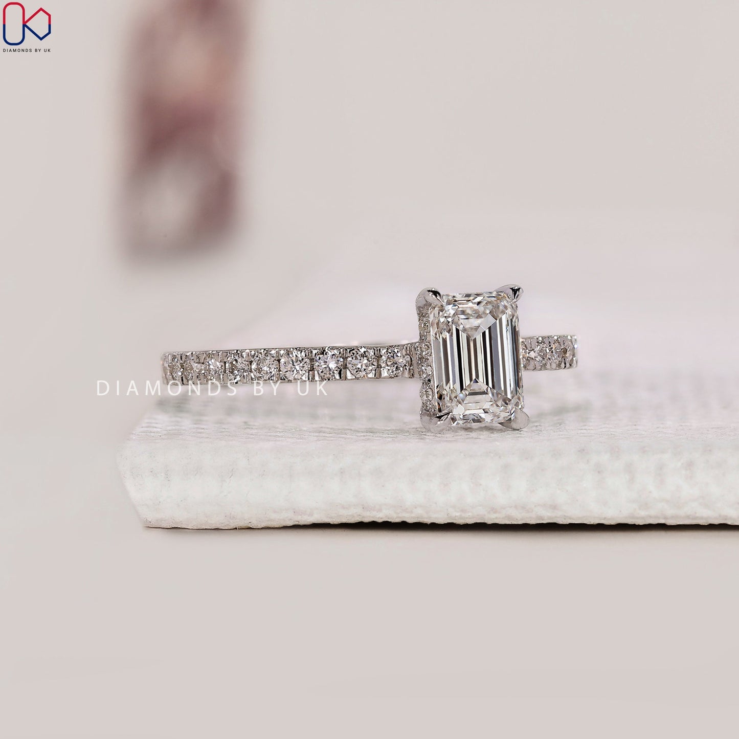 Emerald Cut Diamond Ring In White Gold