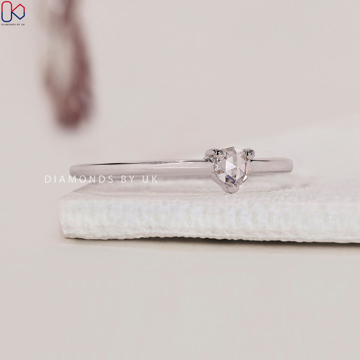 Rose Cut Diamond Ring - Round Solitaire Setting
