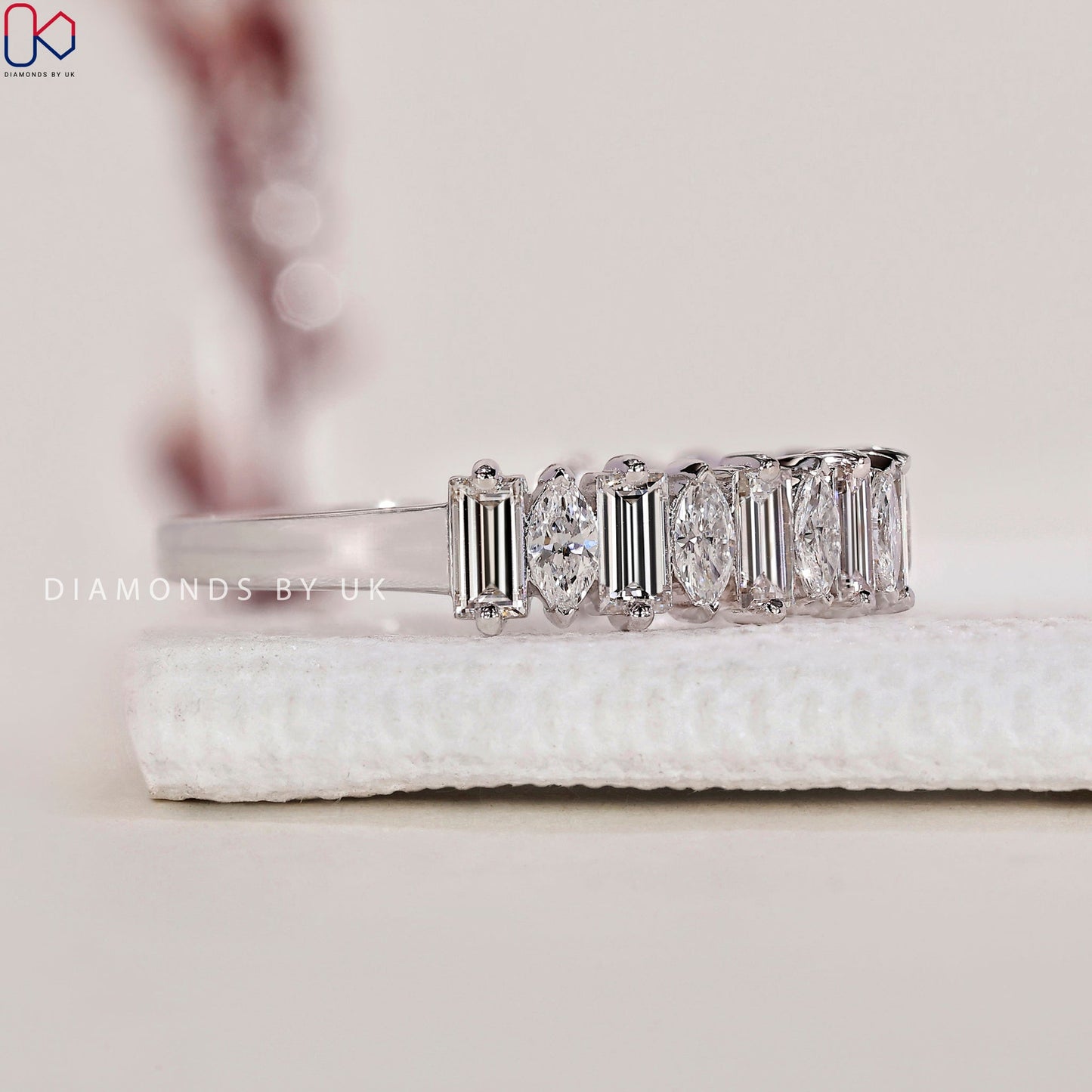 Diamond Half Eternity Band – Baguette and Marquise Diamonds