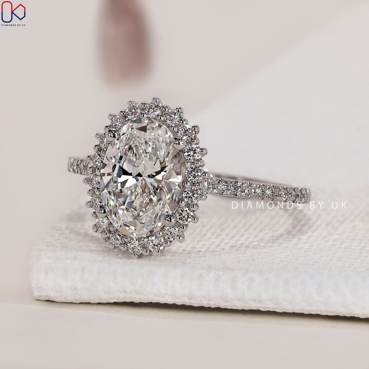 Oval Halo Engagement Ring - Pave Setting