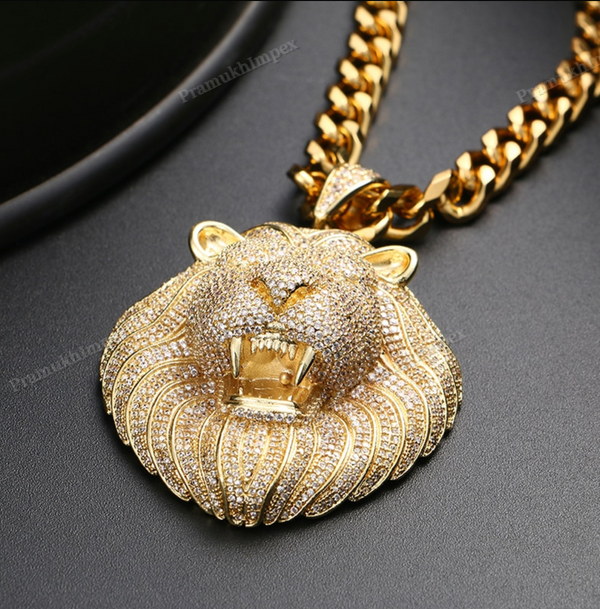 Hip Hop 925 Silver Moissanite Lion Pendant