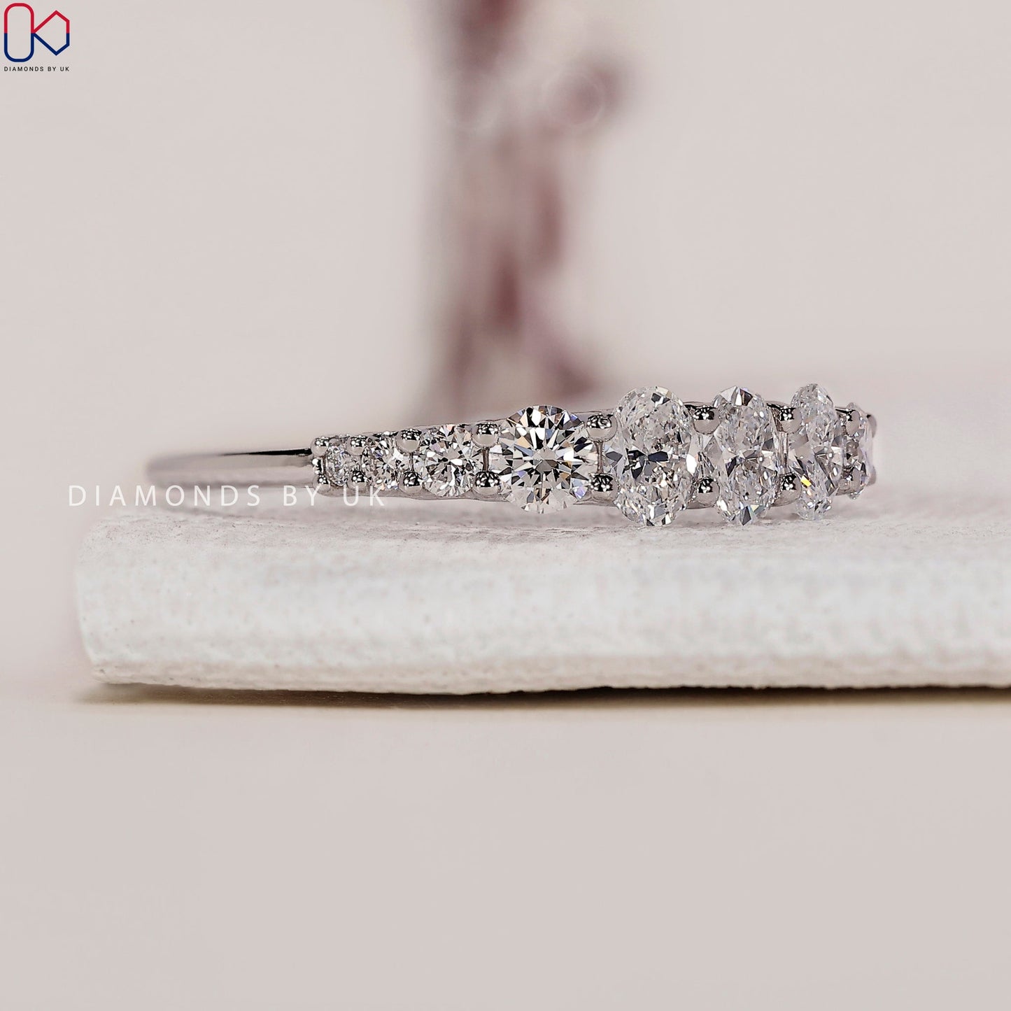 Oval Diamond Wedding Band – Half Eternity