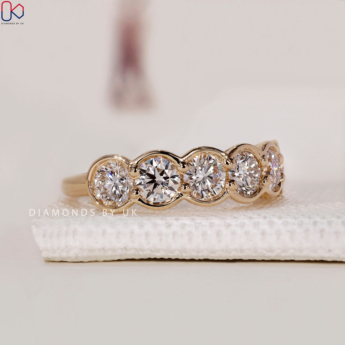 Bezel Set Wedding Band – Classic Round Diamond