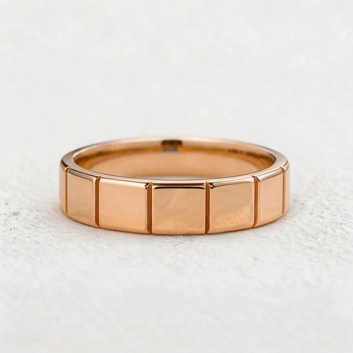Orion's Keystone | Block-Textured Men's Wedding Band