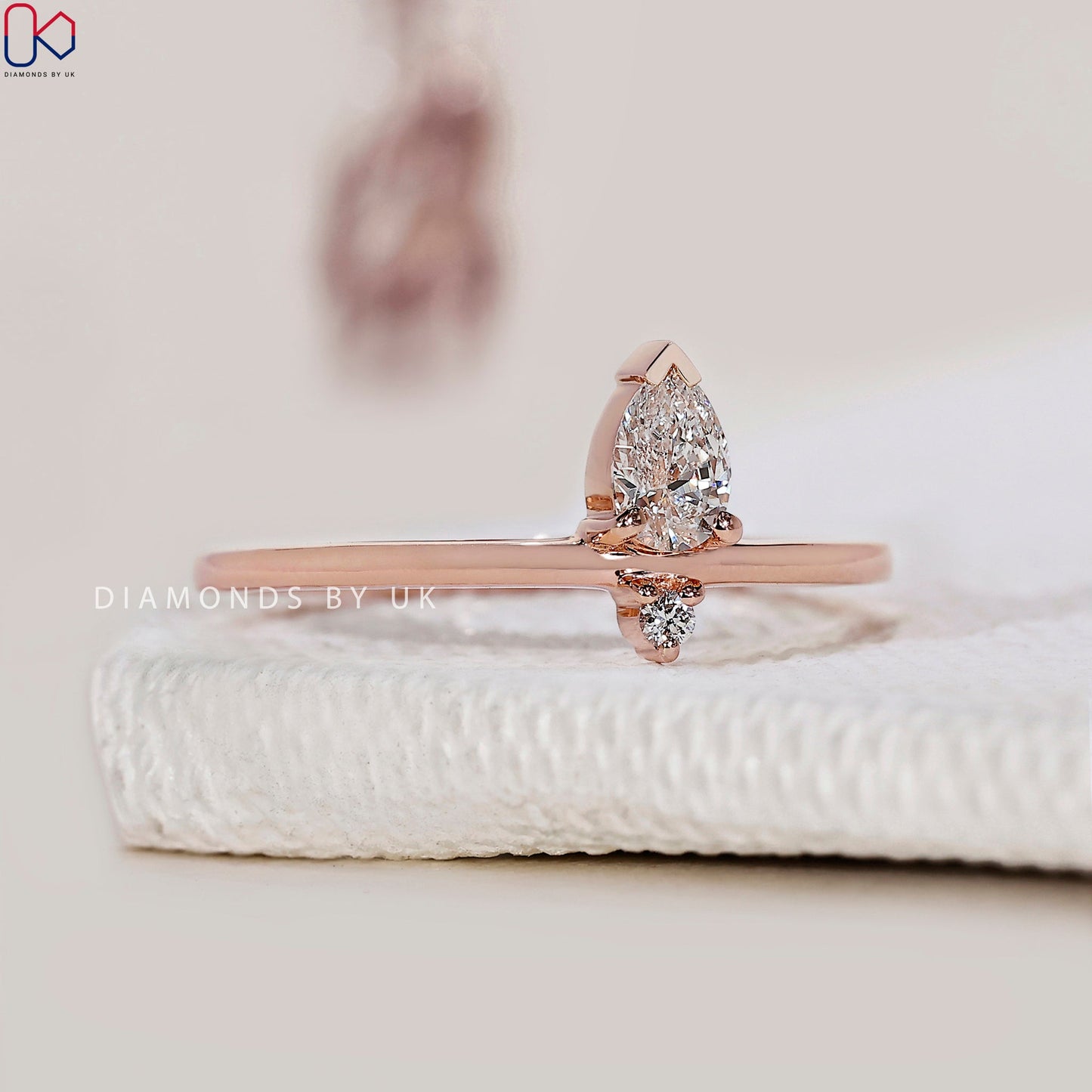 Pear And Round Wedding Band With V Prong Setting
