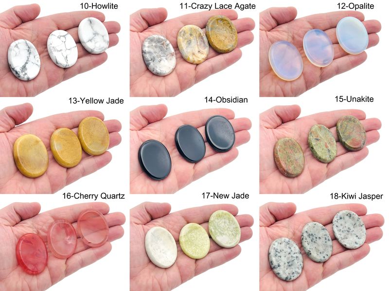 Crystal Worry Stone - Soothing Crystal – Stress Relief Stone - 4.5x3.5cm - MIX