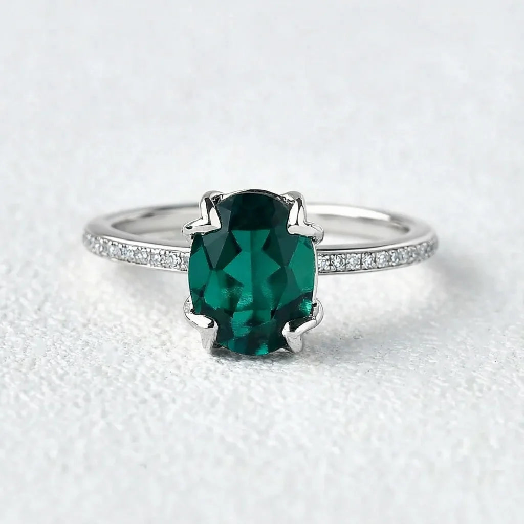 Vera's Grace | Vintage Oval Cut Natural Emerald Ring