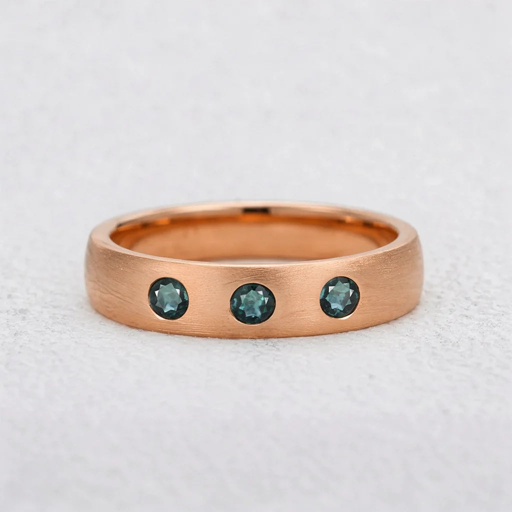 Shadow Peak | Round Lab-Grown Teal Sapphire Wedding Band