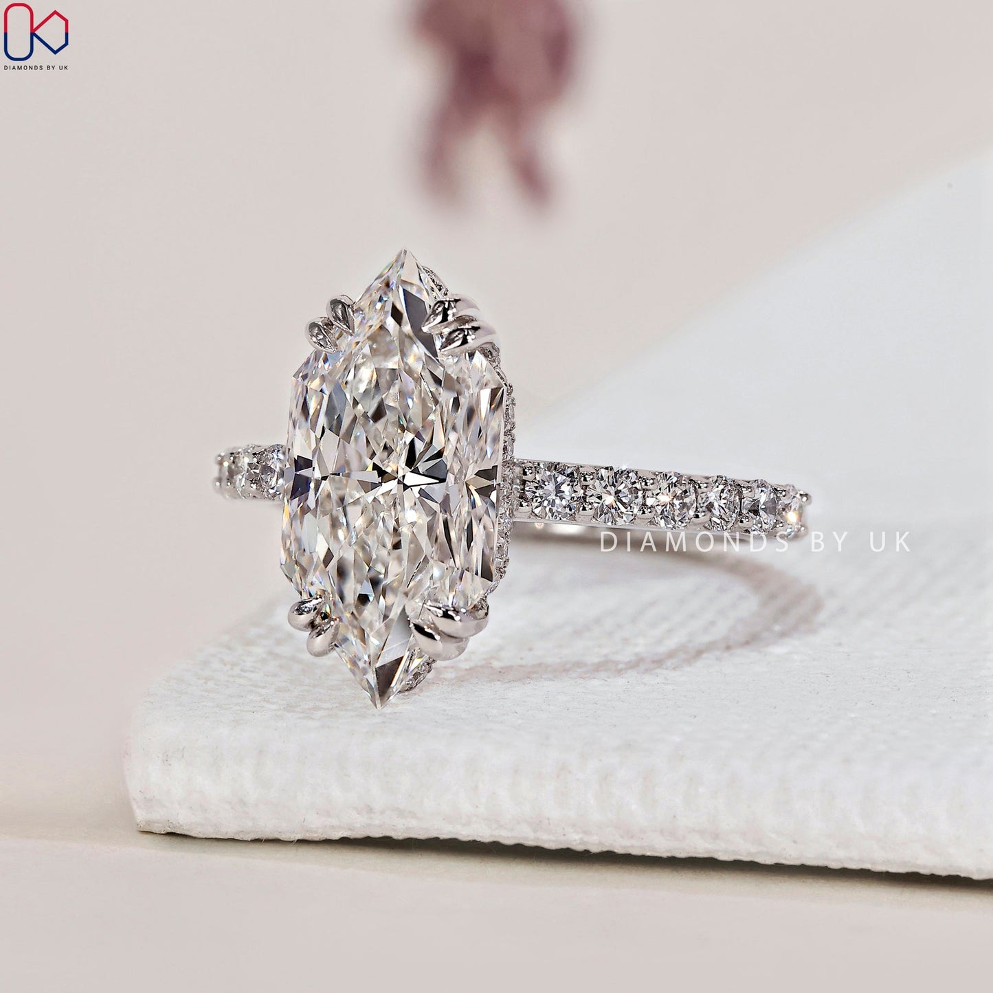 Dutch Marquise Engagement Ring - Hidden Halo