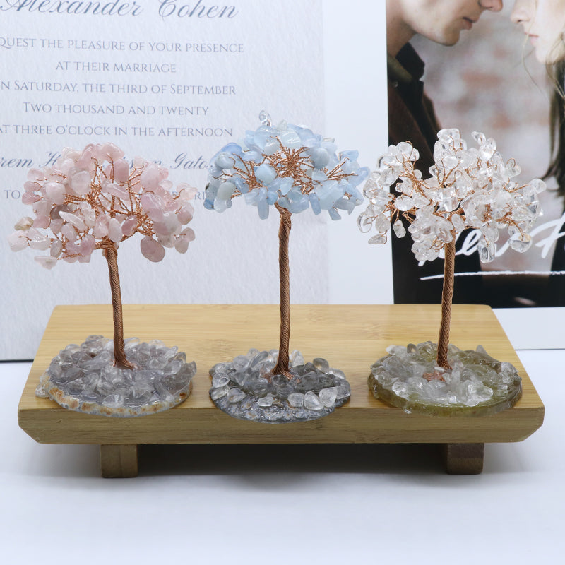 Crystal Tree of Life Decor - Home Feng Shui Decor - Natural Gemstone Bonsai Tree Figurine - New!