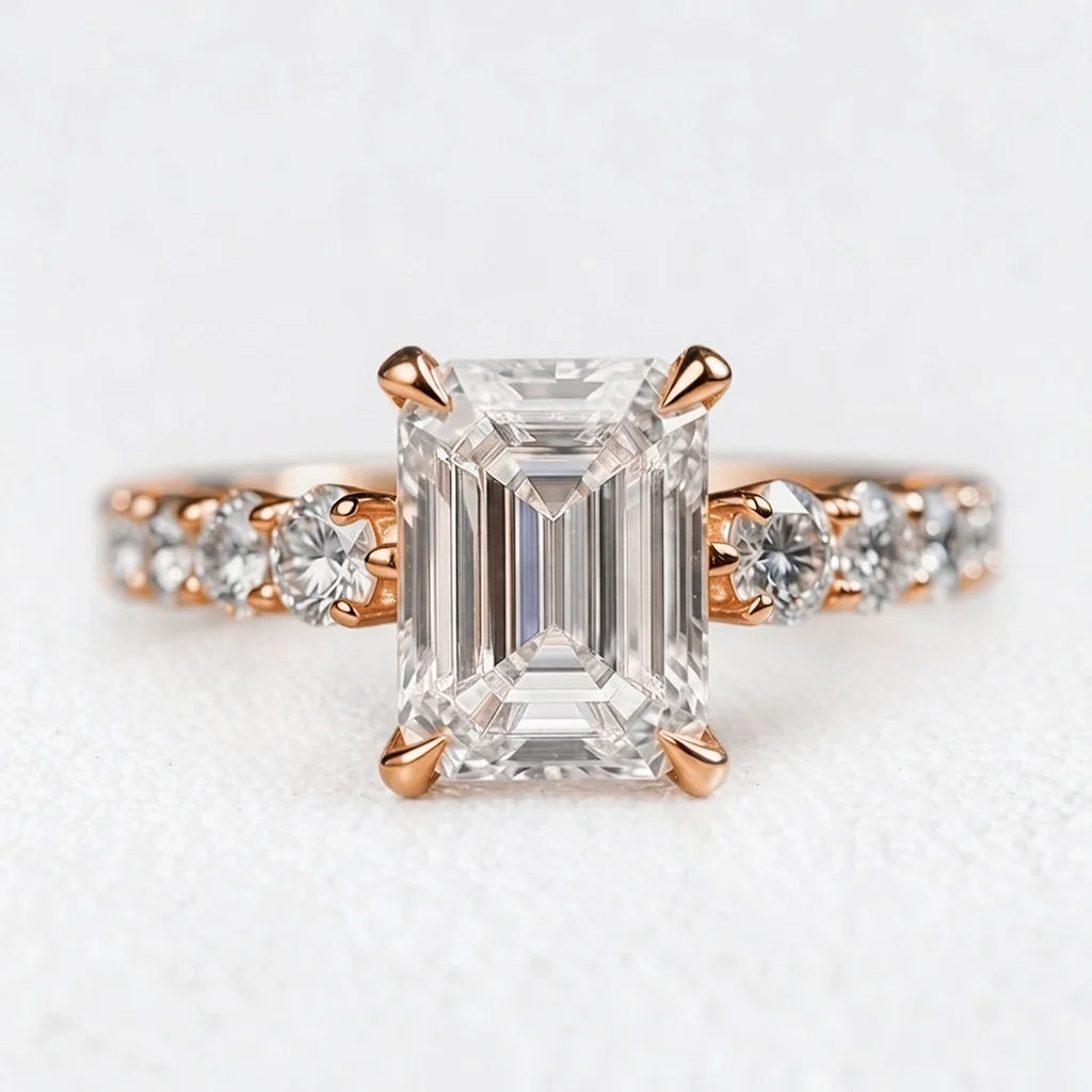 Audrey’s Epoch | 2CT Emerald Cut Diamond Solitaire Engagement Ring