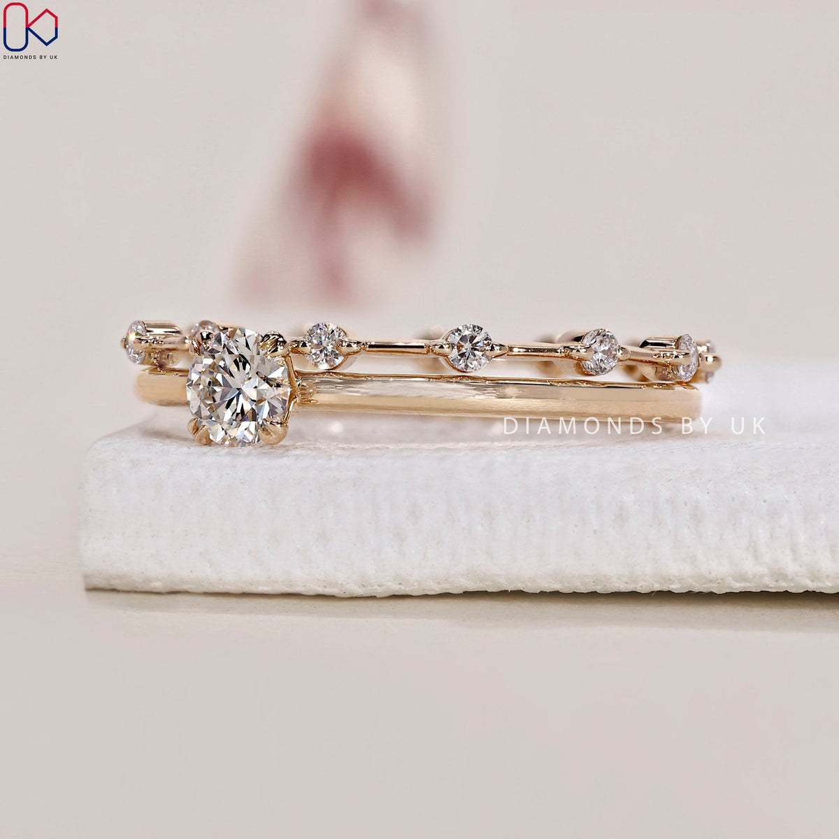 Round Cut Diamond Ring And Eternity Band