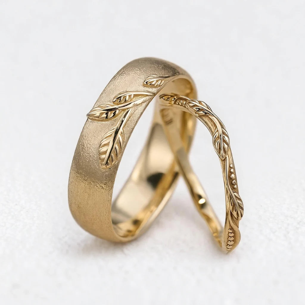 Josephine‘s Tangle | Sandblasted Branch & Curved Vine Couple Wedding Set