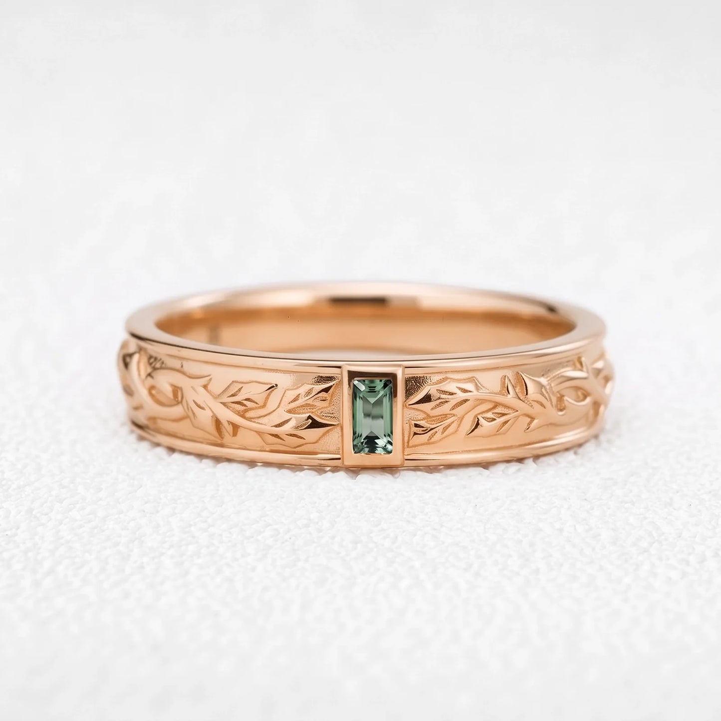 Orion’s Keystone | Baguette Green Sapphire Men’s Band
