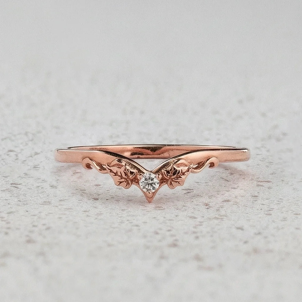 Sylvie’s Wedding Pair | His Ivy Band & Her Diamond Ring