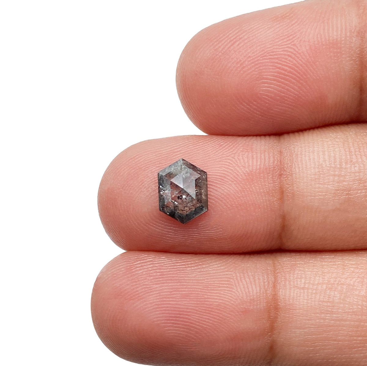 0.86ct | Salt & Pepper Hexagon Shape Rose Cut Diamond