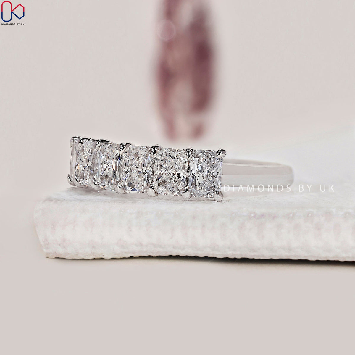 Radiant Cut Diamond Band In White Gold