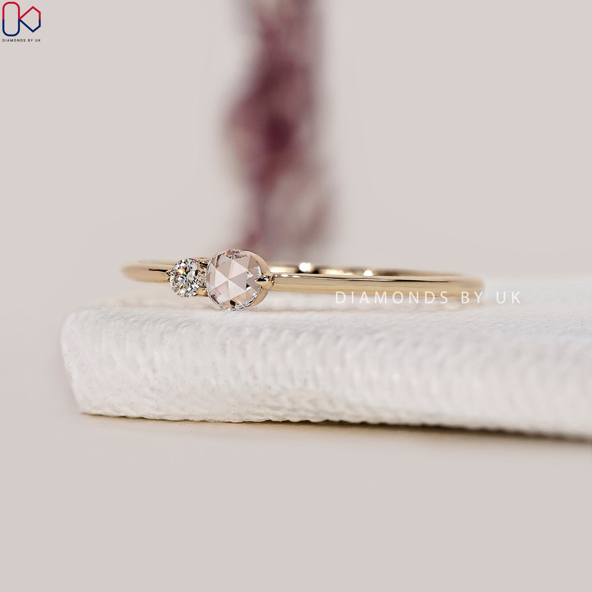 Round Rose Cut Two Stone Ring